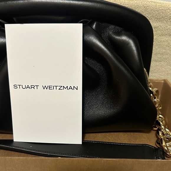 Stuart Weitzman Black Clutch with Gold Chain - Picture 2 of 3